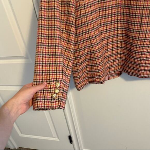 Talbots Pink Plaid Wool Blend Blazer Jacket 14 - Picture 7 of 11